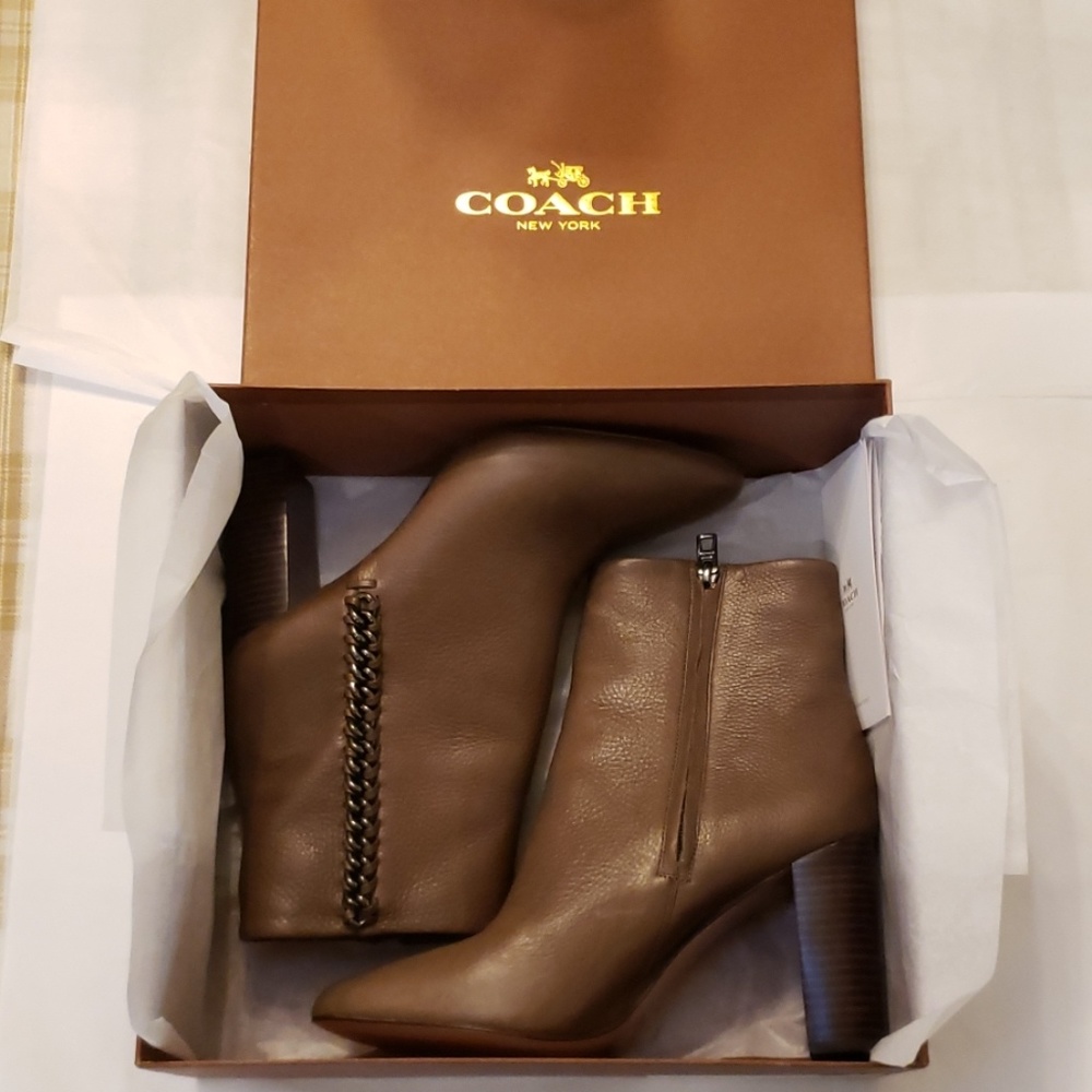 Coach brown Teagan leather boots
